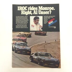 Vintage Chevrolet IROC Camaro Monroe Racing Print Ad Al Unser Auto Decor Garage
